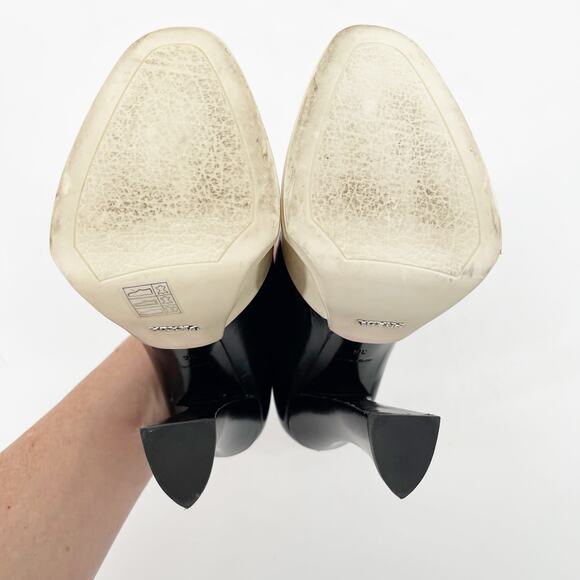 Prada Runway 2012 White & Black Rubber Cap Toe Mary Jane Platform Heels IT 36 - Picture 9 of 11